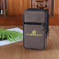 Braune Canvas-Gürteltasche mit Reißverschluss und Gürtelschlaufe für Handy und Geld - Vertikal Kaffee 17cm 6.5 Zoll
