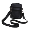 Kompakte schwarze Bauchtasche aus Kunstleder mit Reißverschlusstaschen für Herren - 17.5cm / Schwarz