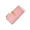 Portafoglio lungo rosa chiaro da donna con cerniera e fibbia dorata dal design moderno - Rosa