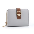 Petit portefeuille gris pour femme en cuir PU avec boucle marron et cœur doré - Gris clair