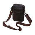 Dunkelbraune Gürteltasche aus Kunstleder mit Lychee-Muster und verstellbarem Gurt - 17.5cm / Braun