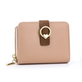 Portefeuille court minimaliste rose lotus pour femme avec boucle anneau en forme de cœur - Rose
