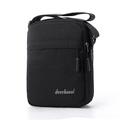 Borsa a tracolla da uomo minimalista in tela nera con cinghia regolabile e tasca frontale - Nero