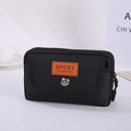 Sac banane pratique en tissu oxford noir avec passant ceinture et poches zippées multiples - Style Horizontal - Noir