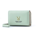 Portefeuille court en cuir PU vert menthe pour femme avec logo bois de cerf et dragonne - Vert