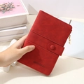 Multifunctional RFID blocking red leather passport wallet with zipper and snap closure - Red