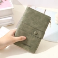 Detail of avocado green RFID passport holder with secure zipper and snap closure - Dark Green