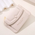 Detail of cream lychee texture leather wallet with gold zipper and card slots - Beige