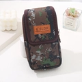 Tactical canvas phone holster with camouflage pattern and belt loop for outdoor sports - 18cm Vertical Style - Coffee
