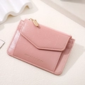 Porte-cartes en cuir rose avec plusieurs fentes et lettrage Forever Sunshine doré - Rose