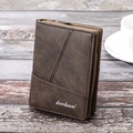 Vintage dunkelbraune multifunktionale Ledergeldbörse für Herren mit Ziernähten - Dunkelkaffee