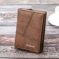Braune Vintage Herren-Bifold-Geldbörse aus Leder mit Kette und mattem Finish - Hellkaffee