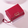 Portefeuille court rouge pour femme avec boucle papillon dorée et dragonne - Bordeaux