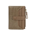 Brown faux leather bifold wallet with crocodile texture and zipper coin pocket - Camel