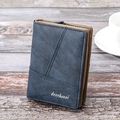 Kurze Herrenbrieftasche in Marineblau und Braun mit Vintage-Kette und Falt-Design - Blau