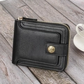 Portefeuille vintage noir pour homme en cuir grainé avec emblème d'étoile - Noir