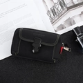 Tactical black Oxford fabric waist bag for phone with sport buckle and zipper detail - Horizontal 6.5 Inch Black