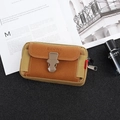 Brown oxford cloth belt waist bag with SPORT lettering and dual zip compartments - Horizontal 6.5 Inch Khaki
