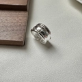 Minimalistischer dreilagiger offener Ring aus poliertem S925 Sterlingsilber für Damen - Einstellbar Offen / Mehrschichtiges Gewölbtes Design (JZG012)