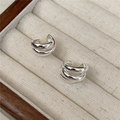 Minimalist S925 sterling silver triple-layer wavy ear cuff set in a jewelry display box - Three-Layer Heavy Craft Wave Style (EHM042) / 925 Silver