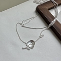 Collana in argento sterling S925 con pendente a cuore opaco, chiusura OT e catena a strati - Argento 925 / Argento (XLV015)