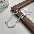Collana in argento sterling S925 con texture lavica e maglie geometriche irregolari - Argento 925 / Argento (XLT037)