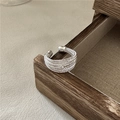 Minimalistische S925 sterling zilveren meerlaagse ring met sprankelende kraaltextuur - Zilveren Gelaagde Verstelbare Stijl (JZG024)