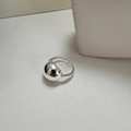 Minimalist S925 sterling silver open ring with a polished large sphere decorative detail - Adjustable Open / Polished Style (JZB005)