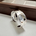 Poliertes S925 Sterlingsilber Armreif mit unregelmäßigem Design und offener Manschette - Vintage Breit-Stil (SZQ010) / 925er Silber