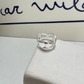 Minimalist S925 sterling silver geometric cage ring in a bright silver finish - Adjustable Open / JZC014 (Wide Version)
