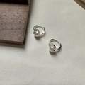 Minimalist S925 sterling silver twisted pearl hoop earrings on a textured neutral background - 925 Silver / Silver