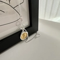 S925 sterling zilveren muntketting met Queen Elizabeth hanger op zwart frame - 925 zilver / Goud Zilver Contrast (TLW096)