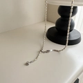 Detail of S925 sterling silver beaded chain with lobster clasp and heart charm - 7TL21 Moon Olive Bead 60CM