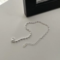 Bracciale a sfere in argento sterling S925 lucido con chiusura a moschettone e catenina regolabile - Argento 925 / Argento (SLW068)