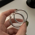Orecchini a cerchio in argento sterling S925 con finitura lucida e stile minimalista - Versione Leggera (EHN046) / Argento 925