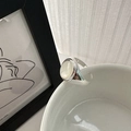Minimalistische S925 sterling zilveren zegelring met ovale witte parelmoer inleg - Verstelbaar Open / Zilver Wit Parelmoer (JZF027)