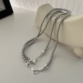 Dettaglio della collana di perline in argento sterling S925 con chiusura a gancio - Collana (18TL13) / Argento 925 / Grigio