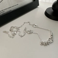 Collana in argento sterling S925 con maglie marine e perline circolari su catena sottile - Argento 925 / Argento (TLW078)