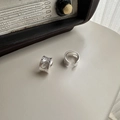 S925 Sterling Silber Breitbandringe Set mit organischer Textur und ovalem Ausschnitt - Silber (EHG060)