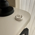 Anillo ajustable de plata 925 con grabado freedom y acabado mate de estilo minimalista - Abierto Ajustable / Plateado (JZB012)