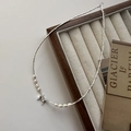 Collana in argento S925 con fiocco e perle su catena testurizzata stile elegante - Collana Argento Frammentato Fiocco Perla (17TL14) / Argento 925