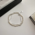 Elegant S925 sterling silver double-layer bracelet with baroque pearls and sparkly chain - Twisted Bracelet (9SL31) / 925 Silver