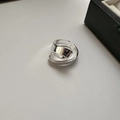 Anello S925 in argento sterling a forma di S con finitura a specchio lucidata - Aperto Regolabile / Motivo a Volute Argento (JZC032)