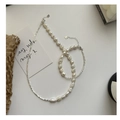 Detalle de collar de perlas barrocas plata S925 con colgante de corazón y tarjeta regalo - Plata 925 / Estilo de Pulsera (9SL53)