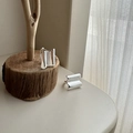 Minimalistische S925 Sterling Silber Creolen mit Wellenmuster und glänzendem Finish - 925er Silber / Silber