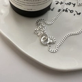 S925 Sterling zilveren Cubaanse ketting met dubbele ring hanger en Korea gravure detail - 925 zilver / Zilver (TLW077)