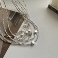 Collana multistrato in argento sterling S925 con ciondoli geometrici quadrati lucidi - Argento 925 / Collana