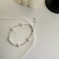 Elegant S925 sterling silver bracelet featuring freshwater pearls and crushed silver beads - 925 Silver / Bracelet-11SL31