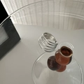Anillo abierto multicapa minimalista de plata de ley S925 con bandas entrelazadas - Abierto Ajustable / Estilo Abierto de Línea Multicapa (JZB013) / Plateado