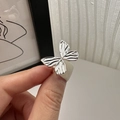 S925 sterling silver butterfly ring with textured wings and minimalist open design - Adjustable Open / Silver 3D Butterfly Style (JZD039)